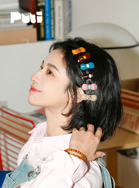 Puui原创生活新款发夹可爱彩色醋酸边夹鸭嘴夹刘海夹ins少女发卡