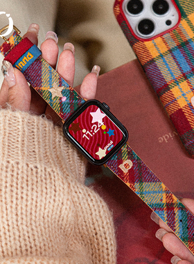 puui原创适用Applewatch苹果S9/11手表iwatch8刺绣S10表带7/6代