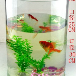 直筒圆柱形 玻璃i 透明 花瓶 鱼缸 圆形大号水族箱口径15 20 25 3