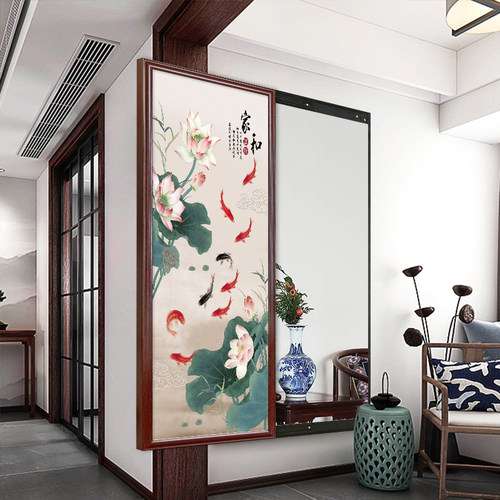 实木隐藏式穿衣镜贴墙可推拉全身镜壁挂可遮挡隐形V试衣镜卧室装