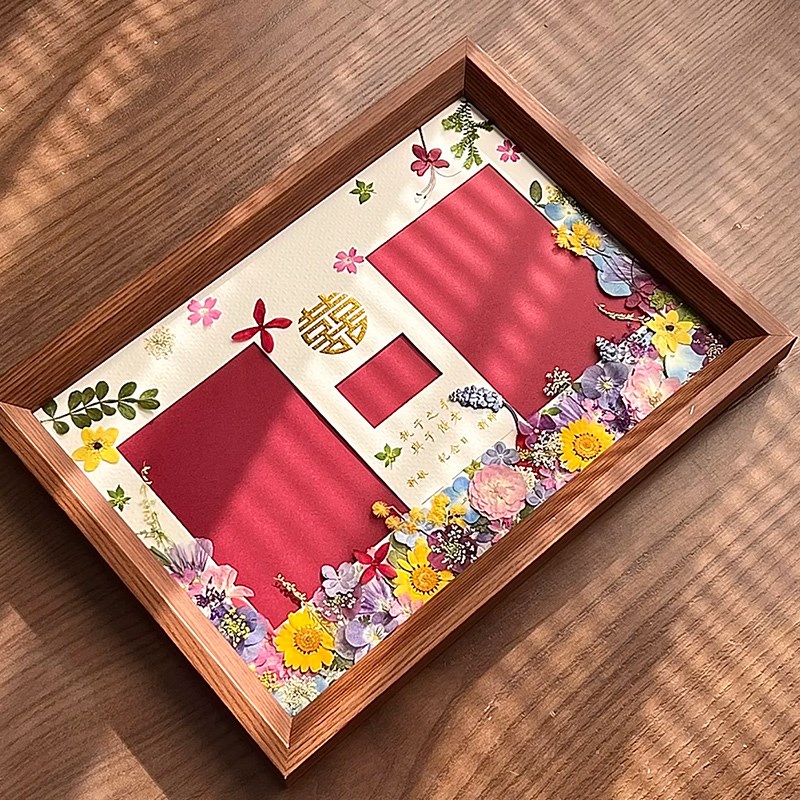 花艺手工结婚证相框n结婚登记照婚姻登记证情侣夫妻领证周年礼物
