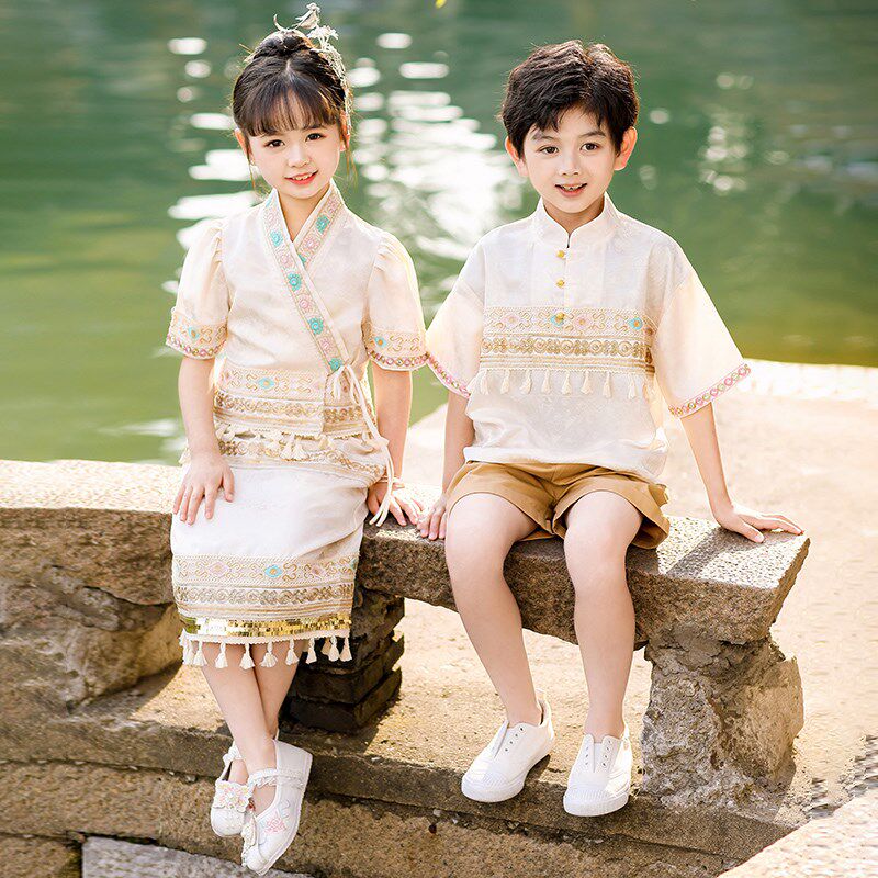 少数民族服装儿童苗族壮t族三月三广西幼儿园表演服舞蹈男女节日
