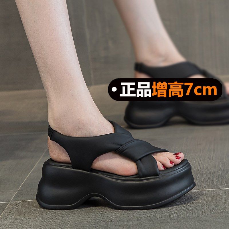 超轻厚底凉鞋女外穿松糕2s025夏季新款百搭夏天小个子鞋子增高7cm