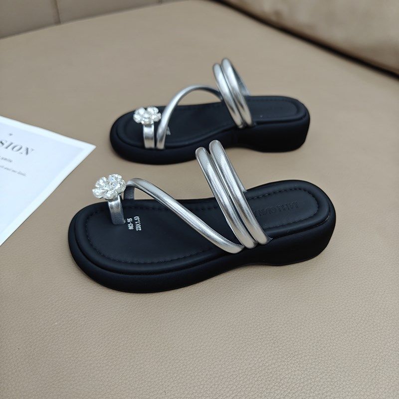 法式一字带夹脚套趾女外穿2025夏季两穿厚底时尚百搭懒人凉拖鞋女,女鞋,人字拖,淘宝优惠券,粉丝福利购,淘宝优惠卷