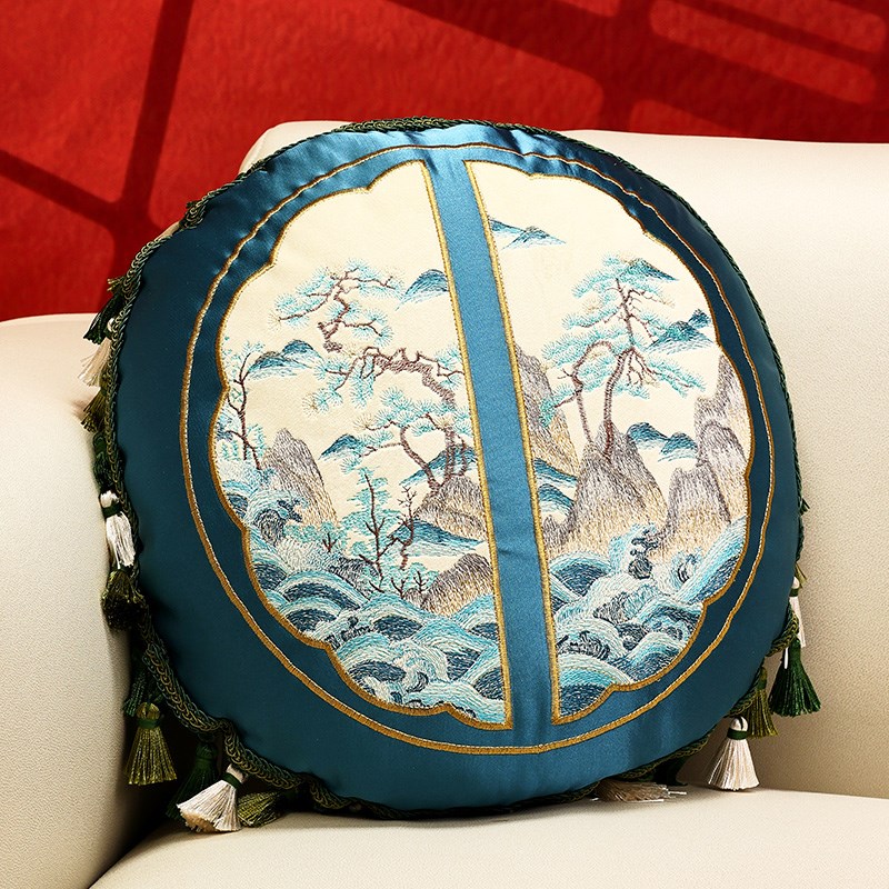 雅韵松树中式沙发客厅圆形枕实家具靠垫K中国风复古抱木流创苏意