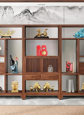 新中式老板办公室摆件轻奢高档领导高端大气书柜S桌面背景柜装饰