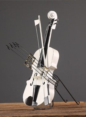 覆古怀旧铁艺吉j他小提琴摆件餐厅酒吧G咖啡厅装饰酒柜摆设乐器道