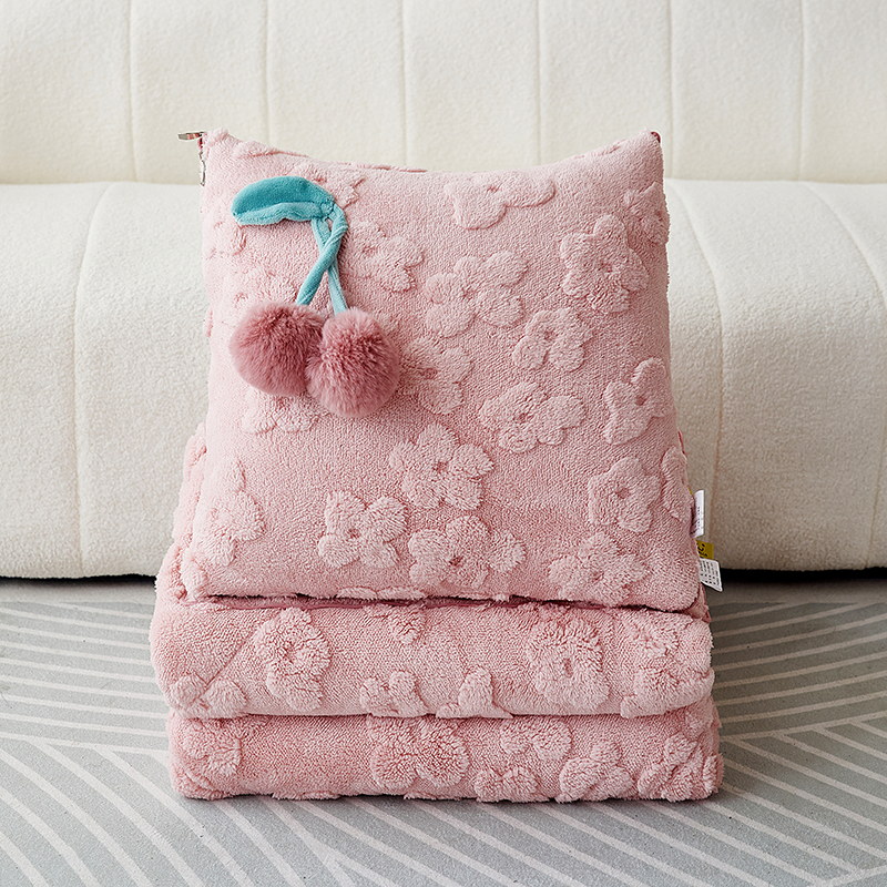 车载抱枕被子两用加厚保暖办公室午休靠垫加绒纯色毯多Z功能摺叠