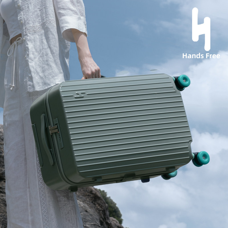 御行新款双层防爆拉链桃皮绒PC双轴承静音轮24旅行箱拉杆箱万向轮