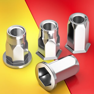 304不锈钢内外六角拉铆螺母平头小沉头半六角铆螺母3M4M5M6M8 M12