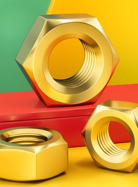 铜制螺母 铜六角螺帽黄铜螺丝帽国标M2/M2.5/M3M4M5M6M8M10M12M16