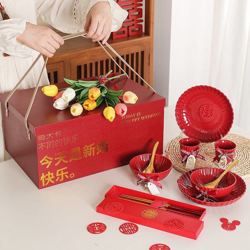新婚礼物送新人闺蜜结婚礼品新娘实用餐具碗筷套装姐妹订婚喜杯