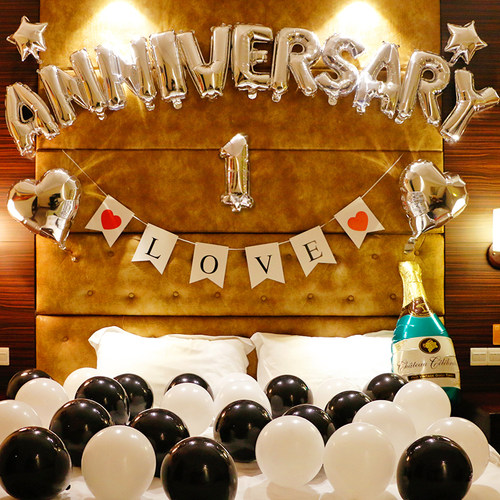 结婚三周年装饰用品情侣一周年房间浪漫惊喜100S天纪念日布置气球
