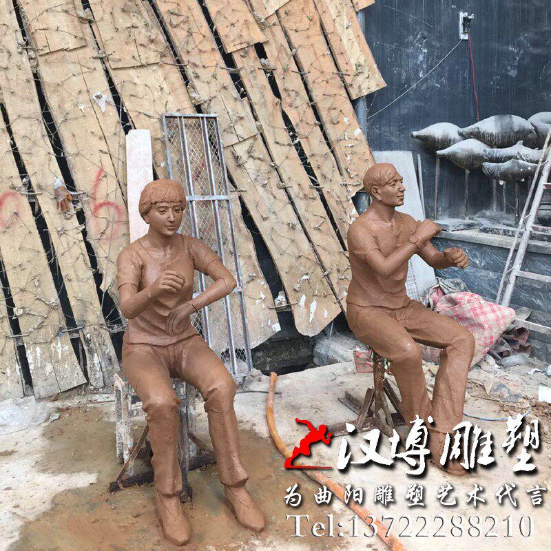 玻璃钢仿铜人物雕塑泥塑模型吃火锅主H题雕塑公园园林景观小品雕