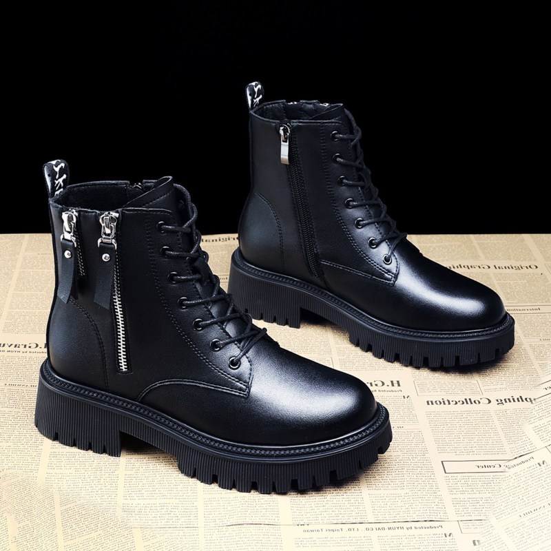 厚底马丁靴2021年新款女时尚洋气英伦风冬季加绒加厚显脚小短靴,女鞋,马丁靴,淘宝优惠券,粉丝福利购,淘宝优惠卷