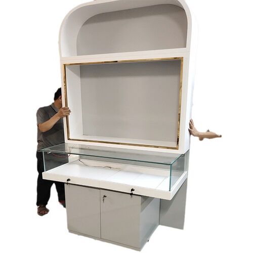 店面设计玻璃不锈钢展示柜店铺柜台安装饰品烤漆珠宝展柜展架
