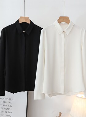 白色衬衫女高级感面试职业装工作服工装雪K纺正装长袖白衬衣春秋