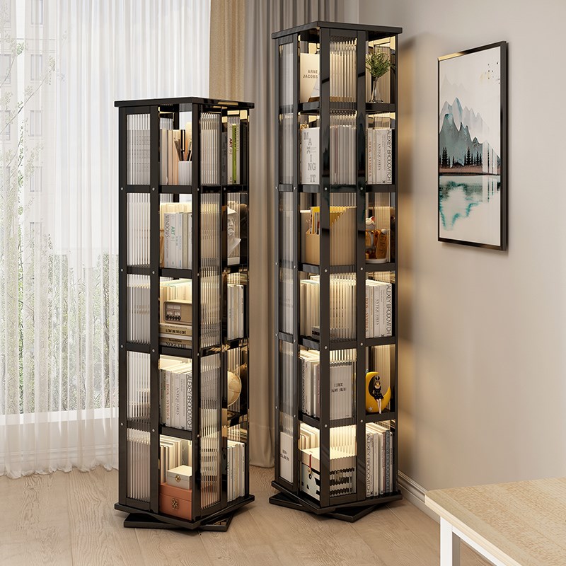 家用旋转书架落地式多功能置物架客厅现代简约多层省空间收纳神器