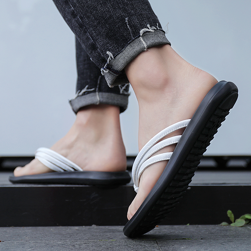 夏季人字拖男士室外皮凉鞋防汗外穿网红防滑防水个性凉拖鞋男潮流