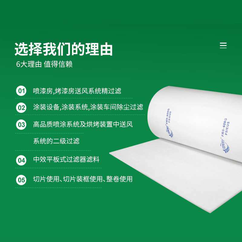 涂装车间工业用风机设备天井顶篷棉 喷烤漆房中效阻燃防尘过滤棉