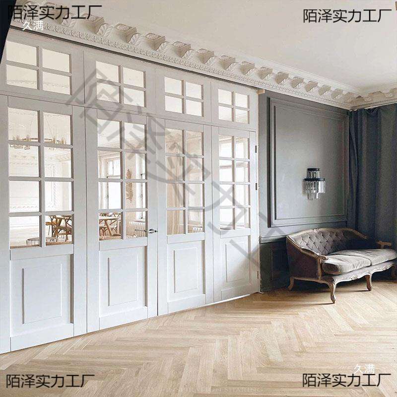 日式推拉门实木隔断玻璃格子门窗折叠门卧室门移门法式双开垒德株