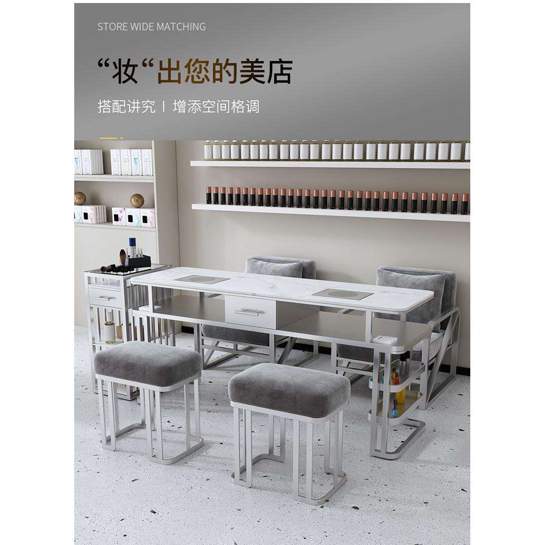新款多功能经济型吸尘器美甲桌子椅子套装单双人网红大理石美甲桌