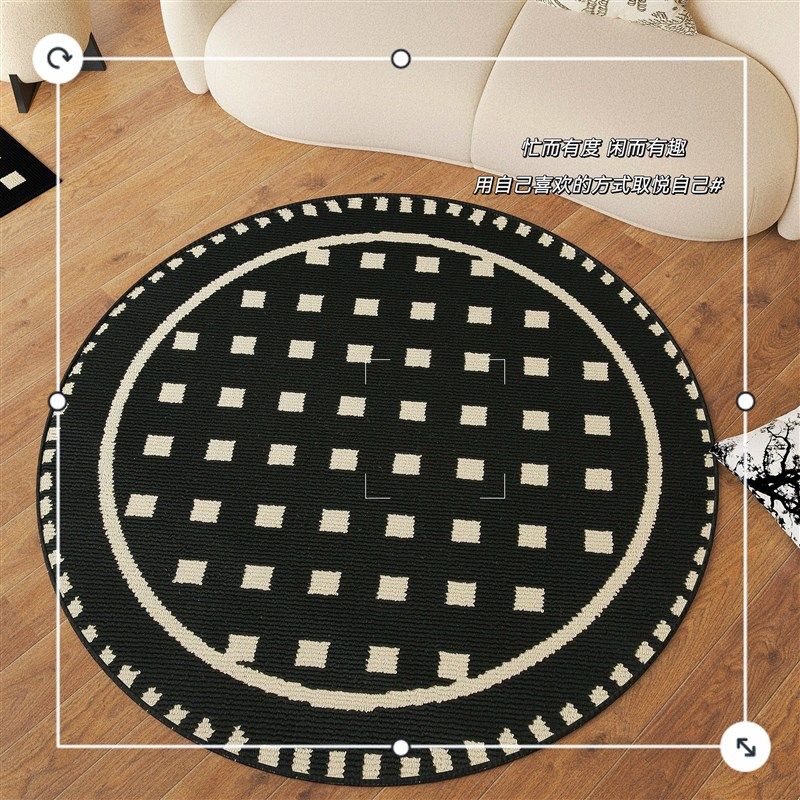 法式奶油风圆形地毯高级感卧室书房电脑转椅垫子客厅沙发茶几地毯,居家布艺,转椅地垫,淘宝优惠券,粉丝福利购,淘宝优惠卷