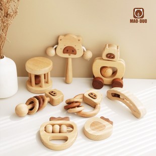 一岁满月百天宝宝礼物高级感男孩木新生6一12月婴儿玩具摇铃礼盒