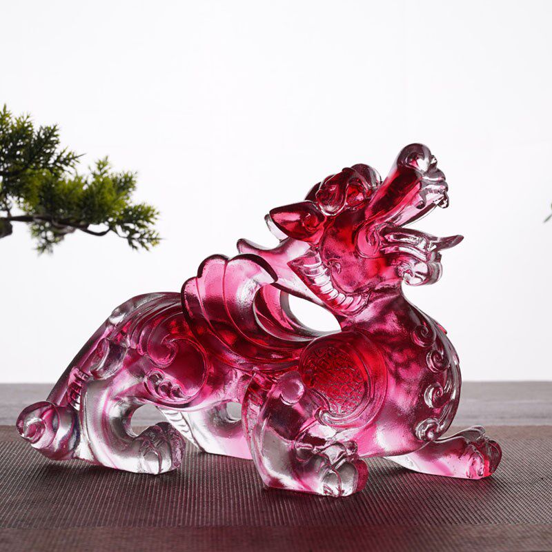 中式招财琉璃貔貅摆件一对家居水晶皮丘客厅玄关装饰品办公桌礼品