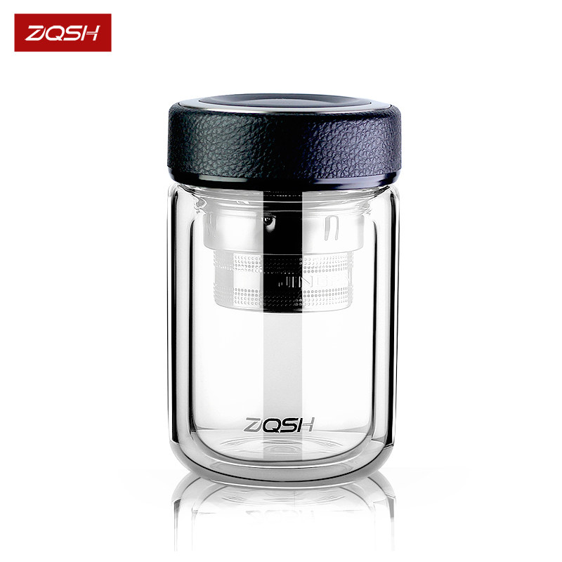 胖胖双层玻璃杯泡茶水杯高级感高颜值男士女士办公T室家用喝水新