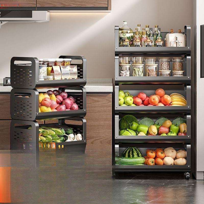 厨房置物架落地瓜果蔬菜小推车多层带轮储物架家用菜篮子果蔬收纳