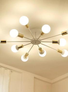 现代简约北欧餐厅客厅卧室酒店客房黑白色创意枝形LED灯泡吸顶灯