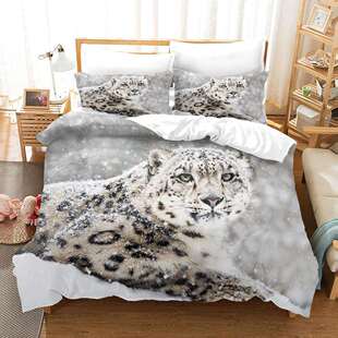 动物印花狼豹虎狮子家纺三件套 跨境水洗涤棉床单被套 四件套