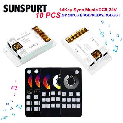 无线触摸网口同步音乐LED控制器单色灯带RGBWCCT灯带调光器12-24V