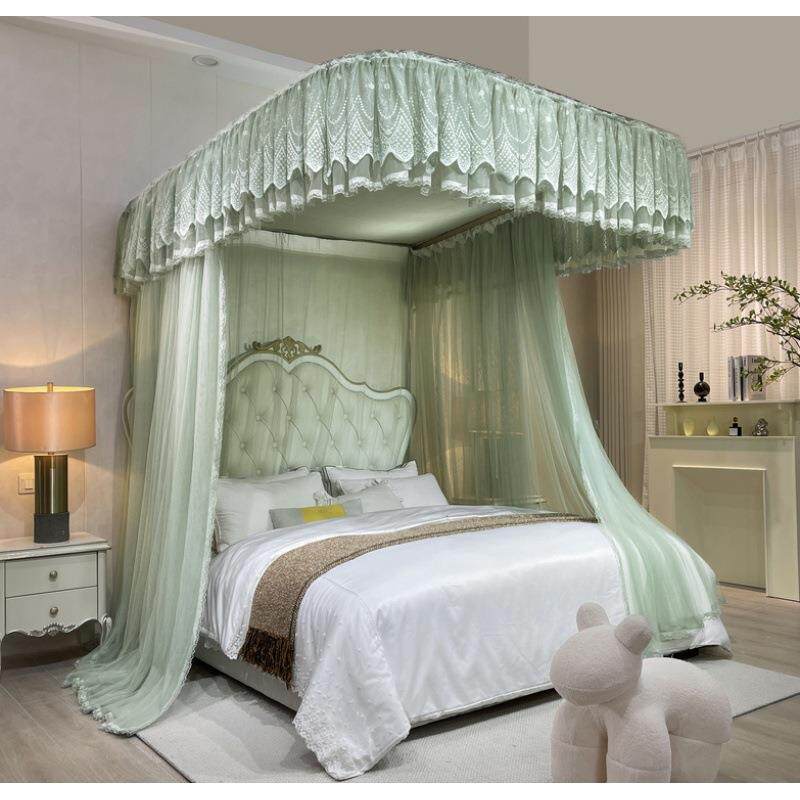 CB#新款带防尘顶U型轨道落地三开门1.8m1.5m2m床家用轨