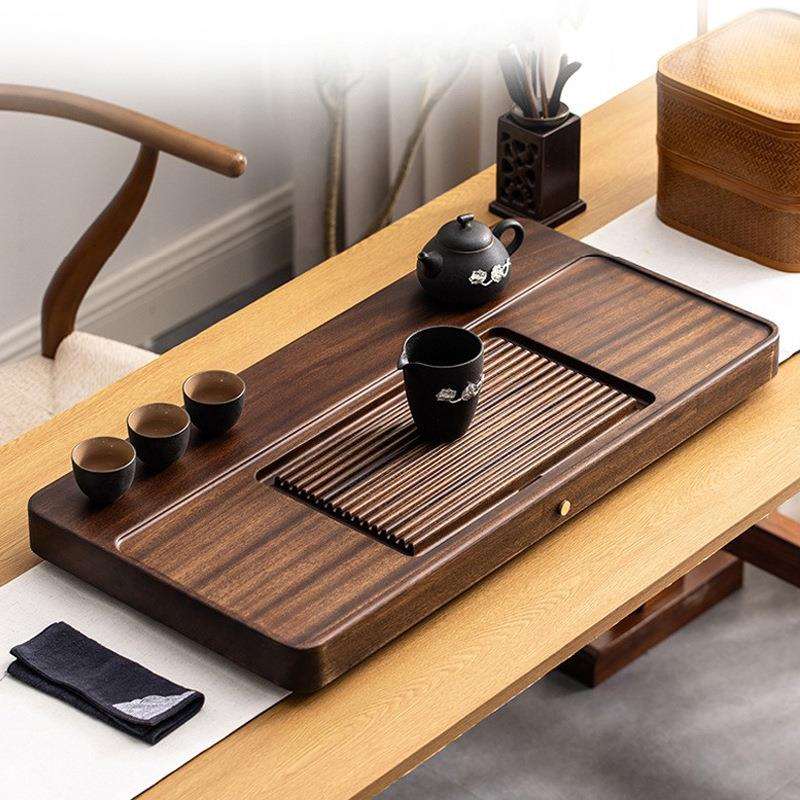 胡桃木茶盘实木整块原木茶台大号现代简约排水茶具小型家用茶海