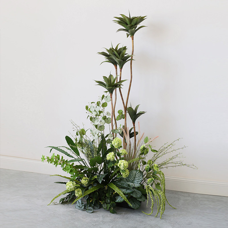 小型绿植造景装饰花卉仿真植物盆栽摆件办公室服装店角.落花堆布