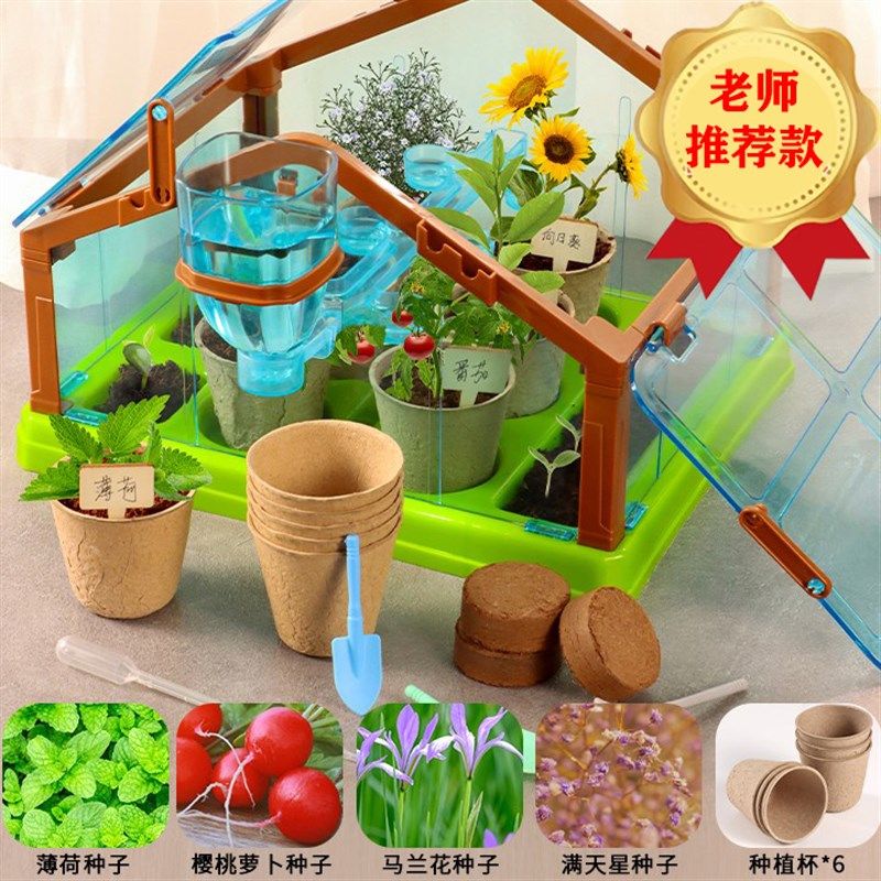 温室种植儿d童开心农场种菜园植物观察套装男女孩玩具科学小实验