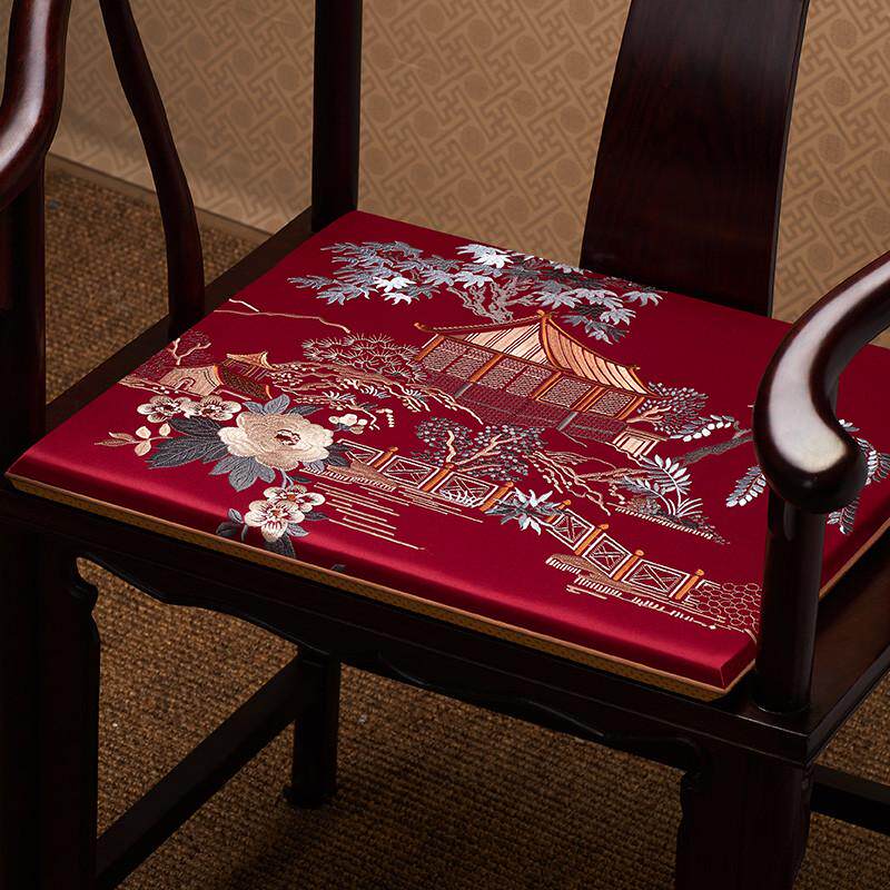 中式红椅子坐垫实木沙发座垫圈椅太师椅垫YKG54餐桌茶台桌椅垫定