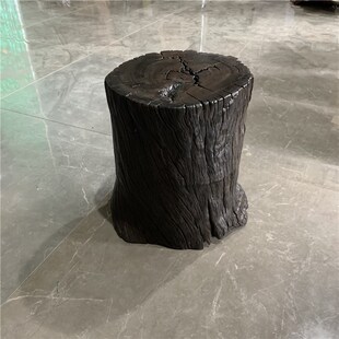 阴沉木乌木碳化木铁力木大实木墩子椅G子凳子底座花架树桩圆凳坐