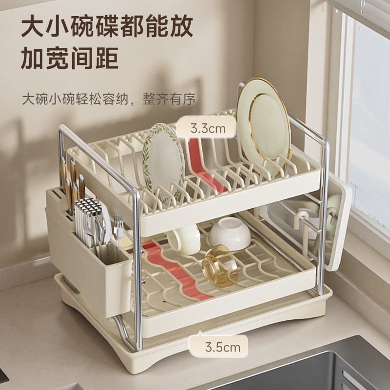 不锈钢厨房碗架沥水架置物架门型碗碟架盘子收纳架子碗柜台面多层