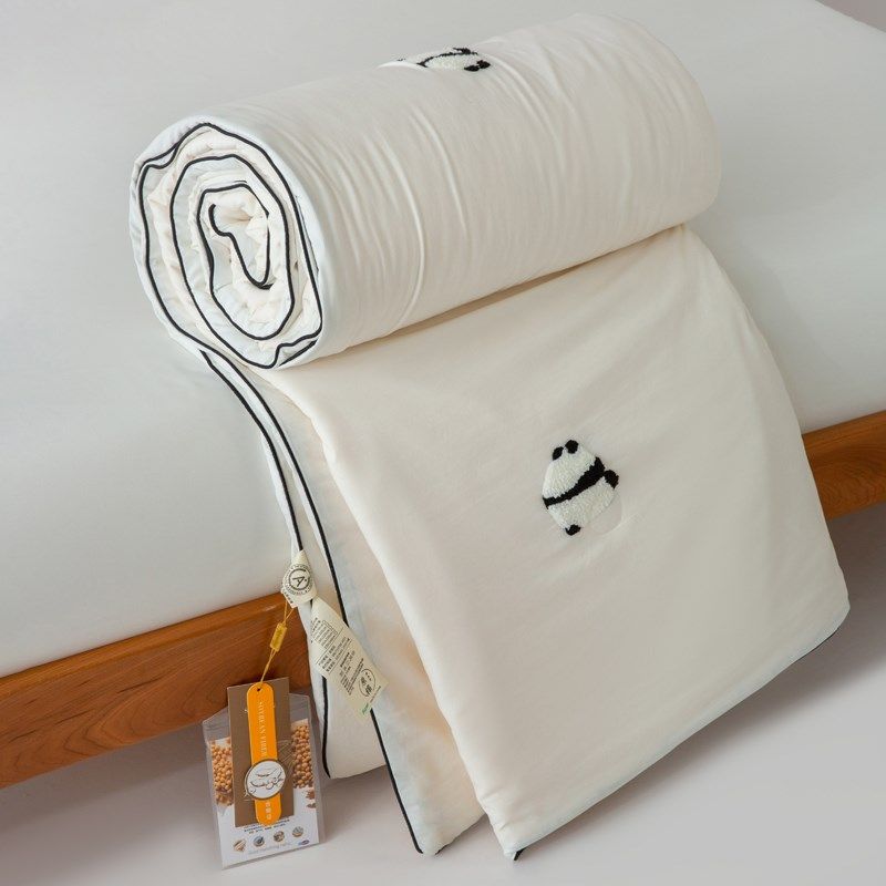 夏季纯棉夏凉被空调被四件套裸睡凉感透气刺绣被子新款床品可机洗