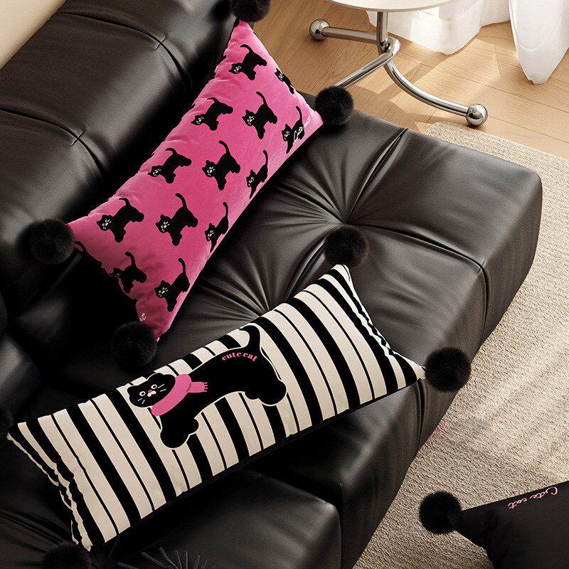 猫咪可爱沙发腰枕床头靠垫客x厅长条抱枕卡通车载靠枕夹腿睡觉腰