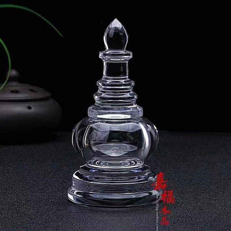天然白水晶舍利塔 手工制作佛塔摆件装H藏舍利子瓶子嘎乌盒 水晶