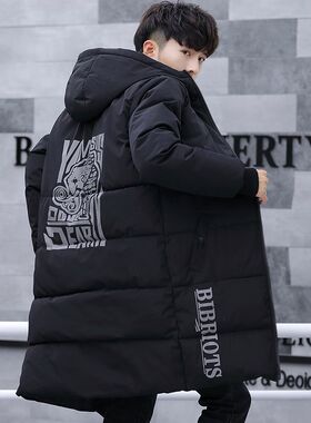 棉衣男中长款冬h季加厚男士棉袄青少年羽绒棉服高中学生冬装大衣