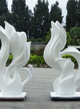 酒店大堂大型落地摆件仿真v花客厅玄关玻璃钢艺术雕塑楼梯转角摆