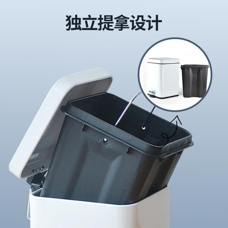 不锈钢方形脚踏垃圾桶家用厨房客厅酒店卫生间欧式带盖垃圾桶