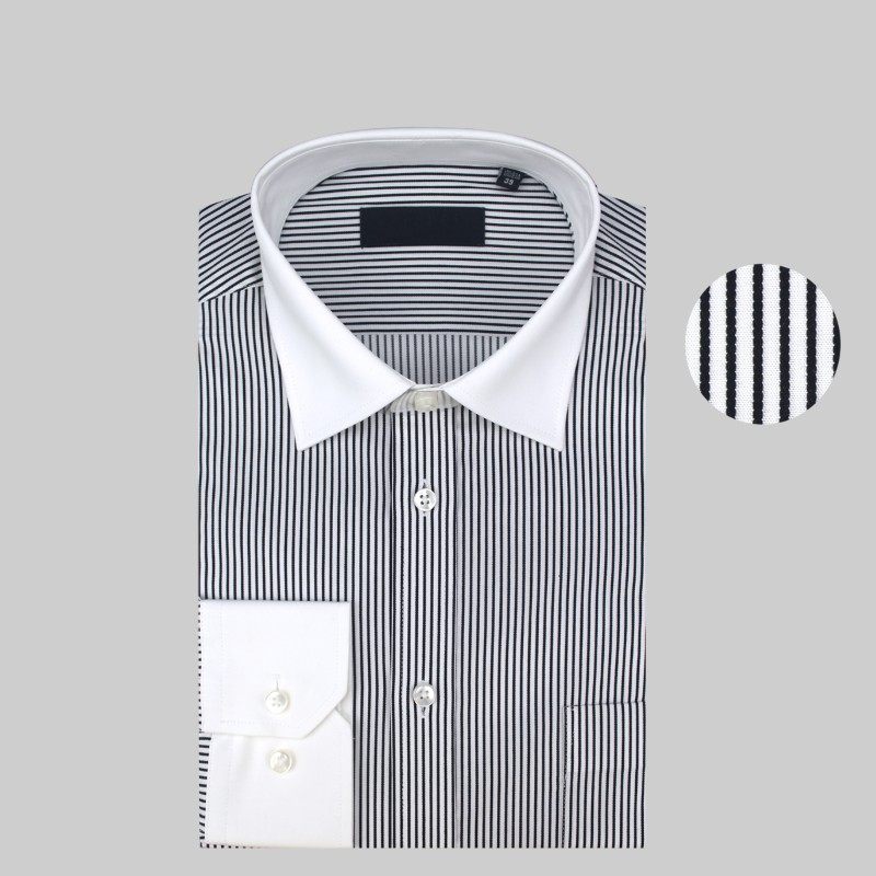 春季新品全棉白领k黑色条纹长袖衬衫 男商务正装绅士纯棉衬衣精品