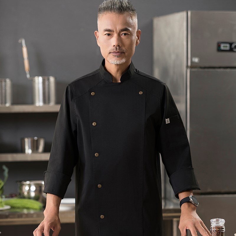 厨师工作服男长袖秋冬装酒店饭店烘焙蛋糕店厨师长总厨厨师服