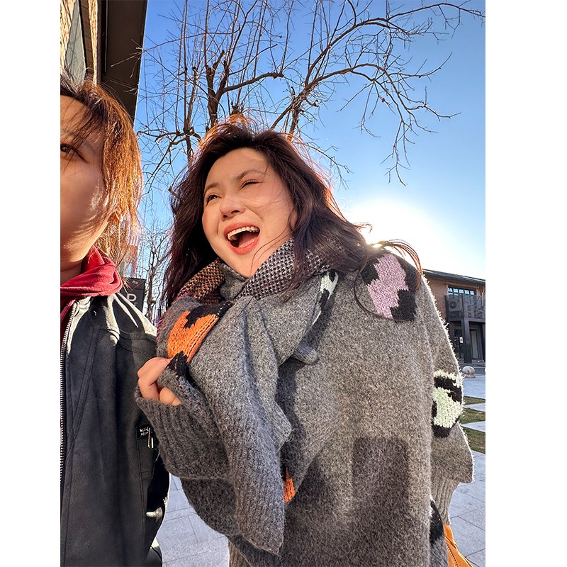 冬季胖妹妹豹纹围巾时尚提花暖暖的加长大围巾